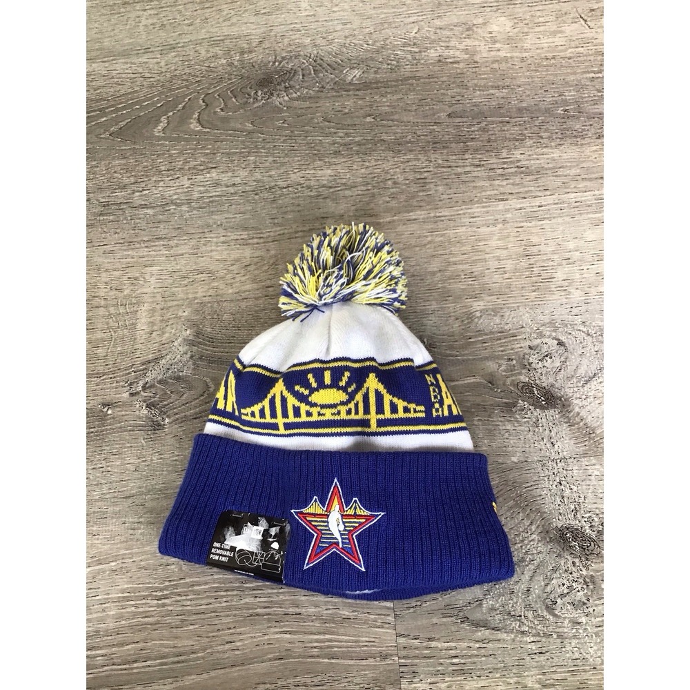 NBA New Era All Star Blue Yellow Beanie Hat Pom Pom New One Size Fits Most